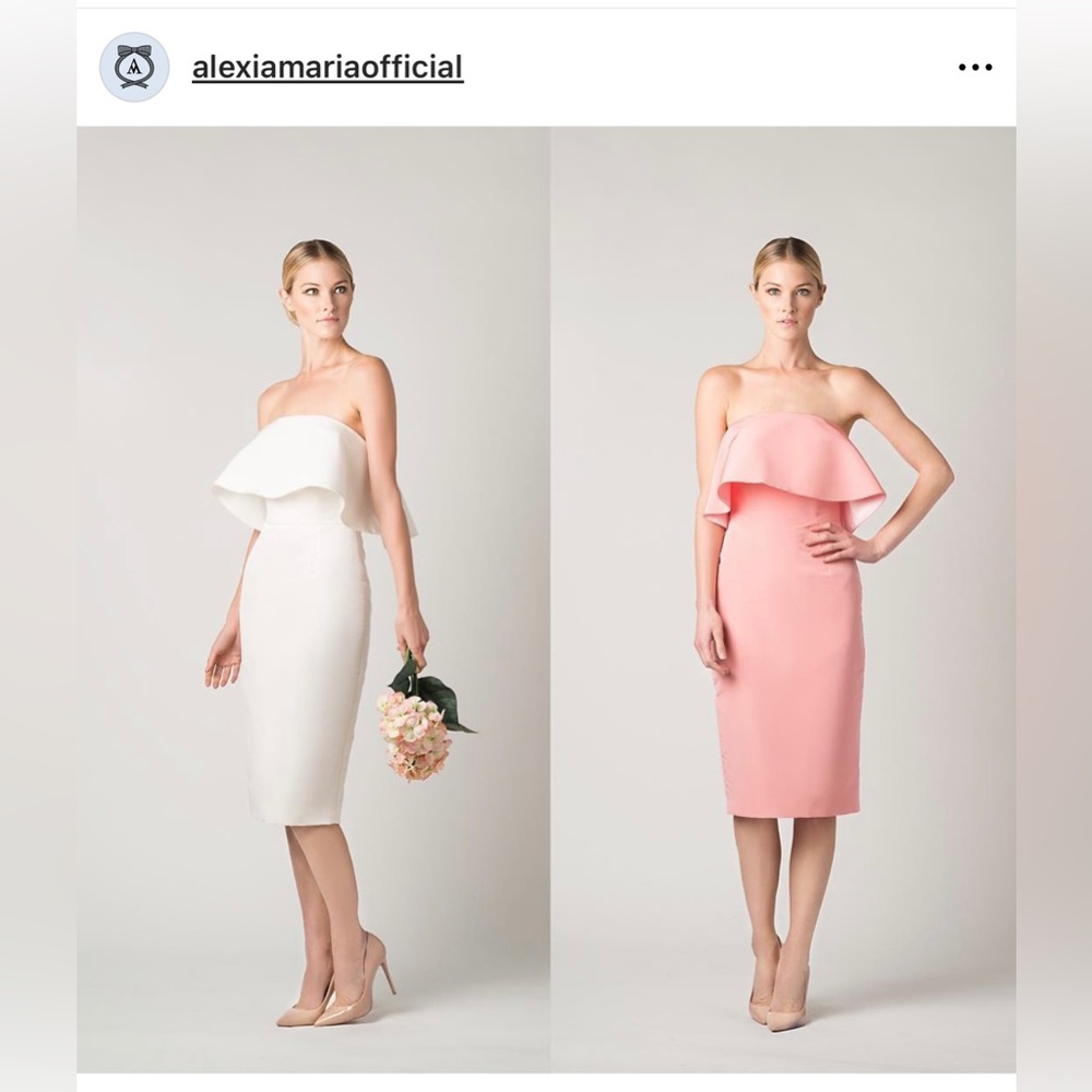Alexia Maria Silk Faille Strapless Frill Dress